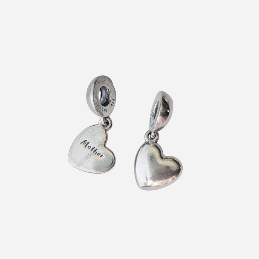 Pandora Mother & Son Heart Split Dangle Charm Bead Set Sterling Silver 925